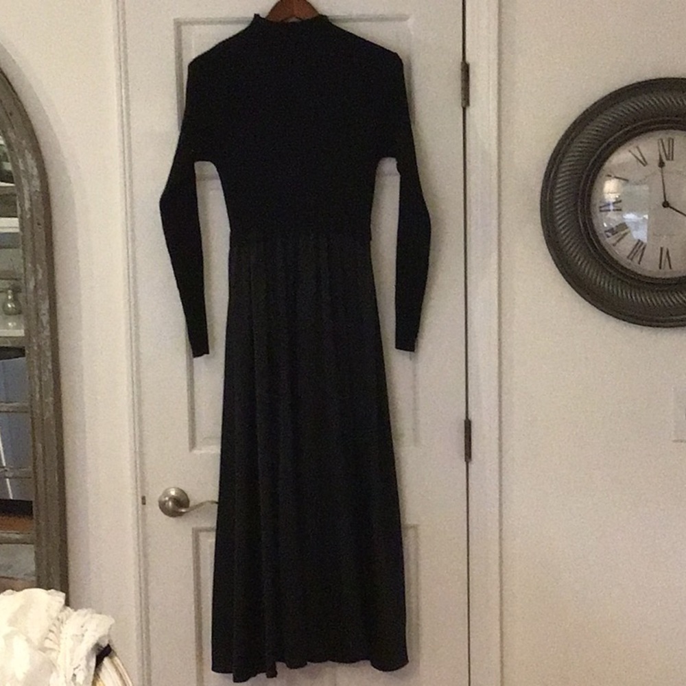 Classic Long Sleeve Black Maxi Dress, knit top, worn once.
